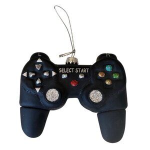 Unbranded Black w/Glitter Silver Gaming Remote Hanging Christmas Ornament 3"Tall